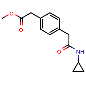 Chemical structure of methyl 2-(4-(2-(cyclopropylamino)-2-oxoethyl)phenyl)acetate , AChemBlock AD272110