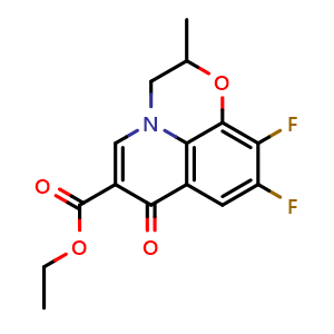 Chemical structure of ethyl 9,10-difluoro-2-methyl-7-oxo-2,3-dihydro-7H-[1,4]oxazino[2,3,4-ij]quinoline-6-carboxylate , AChemBlock AD272112