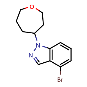 Chemical structure of 4-Bromo-1-(oxepan-4-yl)-1H-indazole , AChemBlock AD272119