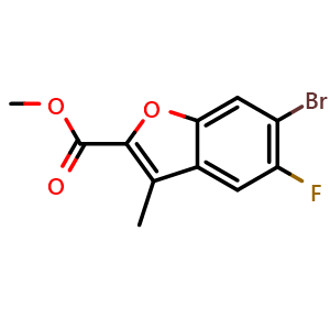 Chemical structure of methyl 6-bromo-5-fluoro-3-methylbenzofuran-2-carboxylate , AChemBlock AD272127