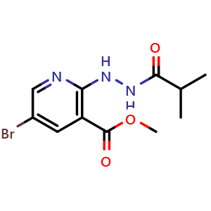 Chemical structure of methyl 5-bromo-2-(2-isobutyrylhydrazineyl)nicotinate , AChemBlock AD272128