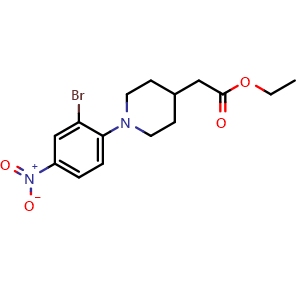 Chemical structure of ethyl 2-(1-(2-bromo-4-nitrophenyl)piperidin-4-yl)acetate , AChemBlock AD272131