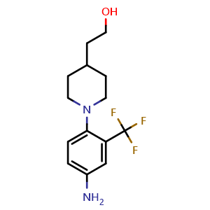 Chemical structure of 2-(1-(4-amino-2-(trifluoromethyl)phenyl)piperidin-4-yl)ethan-1-ol , AChemBlock AD272135