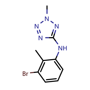 Chemical structure of N-(3-bromo-2-methylphenyl)-2-methyl-2H-tetrazol-5-amine , AChemBlock AD272150