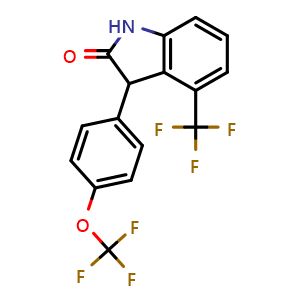 Chemical structure of 3-(4-(trifluoromethoxy)phenyl)-4-(trifluoromethyl)indolin-2-one , AChemBlock AD272188