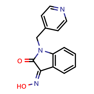 Chemical structure of (Z)-3-(hydroxyimino)-1-(pyridin-4-ylmethyl)indolin-2-one , AChemBlock AD272189