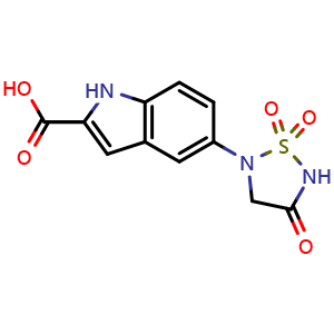 Chemical structure of 5-(1,1-dioxido-4-oxo-1,2,5-thiadiazolidin-2-yl)-1H-indole-2-carboxylic acid , AChemBlock AD272190