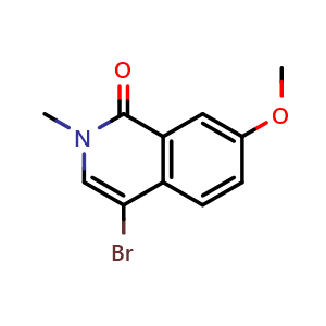 Chemical structure of 4-bromo-7-methoxy-2-methylisoquinolin-1(2H)-one , AChemBlock AD272201