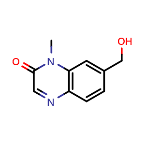 Chemical structure of 7-(hydroxymethyl)-1-methylquinoxalin-2(1H)-one , AChemBlock AD272211