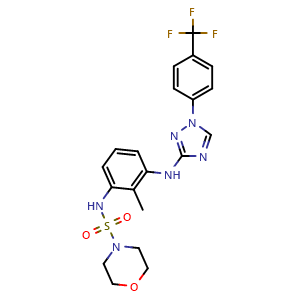 Chemical structure of N-(2-methyl-3-((1-(4-(trifluoromethyl)phenyl)-1H-1,2,4-triazol-3-yl)amino)phenyl)morpholine-4-sulfonamide , AChemBlock AD272223