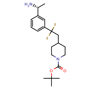 Chemical structure of tert-butyl (R)-4-(2-(3-(1-aminoethyl)phenyl)-2,2-difluoroethyl)piperidine-1-carboxylate , AChemBlock AD272230