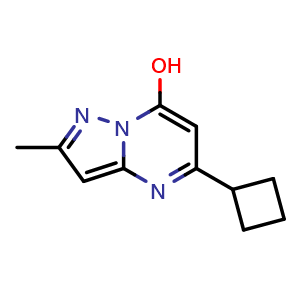 Chemical structure of 5-cyclobutyl-2-methylpyrazolo[1,5-a]pyrimidin-7-ol , AChemBlock AD272240