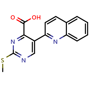 Chemical structure of 2-(methylthio)-5-(quinolin-2-yl)pyrimidine-4-carboxylic acid , AChemBlock AD272241