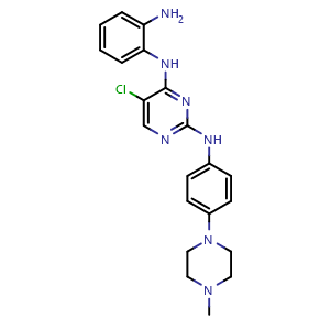 Chemical structure of N4-(2-aminophenyl)-5-chloro-N2-(4-(4-methylpiperazin-1-yl)phenyl)pyrimidine-2,4-diamine , AChemBlock AD272242