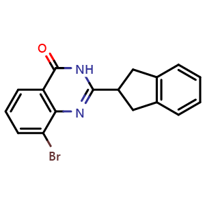 Chemical structure of 8-bromo-2-(2,3-dihydro-1H-inden-2-yl)quinazolin-4(3H)-one , AChemBlock AD272247