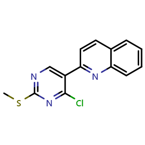 Chemical structure of 2-(4-chloro-2-(methylthio)pyrimidin-5-yl)quinoline , AChemBlock AD272251