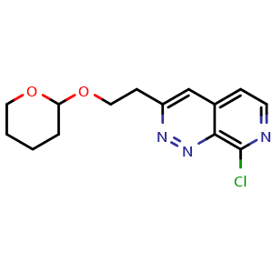 Chemical structure of 8-chloro-3-(2-((tetrahydro-2H-pyran-2-yl)oxy)ethyl)pyrido[3,4-c]pyridazine , AChemBlock AD272275