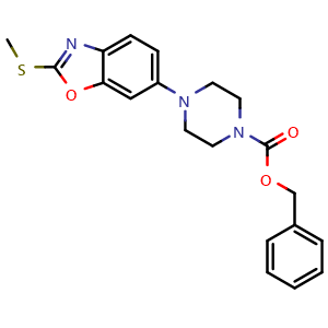 Chemical structure of Benzyl 4-(2-(methylthio)benzo[d]oxazol-6-yl)piperazine-1-carboxylate , AChemBlock AD272280