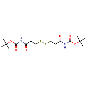 Chemical structure of Di-tert-Butyl (3,3'-disulfanediylbis(propanoyl))dicarbamate , AChemBlock AD272290