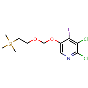 Chemical structure of 2,3-Dichloro-4-iodo-5-((2-(trimethylsilyl)ethoxy)methoxy)pyridine , AChemBlock AD272293