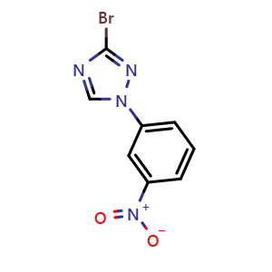 Chemical structure of 3-Bromo-1-(3-nitrophenyl)-1H-1,2,4-triazole , AChemBlock AD272296