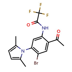 Chemical structure of N-(2-acetyl-4-bromo-5-(2,5-dimethyl-1H-pyrrol-1-yl)phenyl)-2,2,2-trifluoroacetamide , AChemBlock AD272306