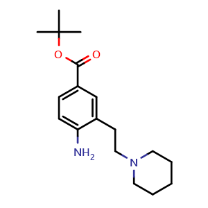 Chemical structure of tert-butyl 4-amino-3-(2-(piperidin-1-yl)ethyl)benzoate , AChemBlock AD272308