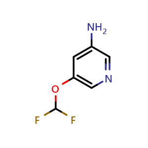 Chemical structure of 5-(Difluoromethoxy)pyridin-3-amine , CAS 1214352-54-1, AChemBlock AD272321