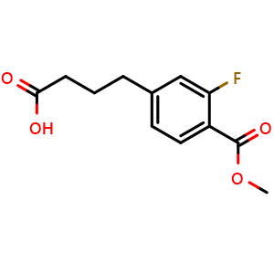 Chemical structure of 4-[3-fluoro-4-(methoxycarbonyl)phenyl]butanoic acid , CAS 2222554-23-4, AChemBlock AD272327