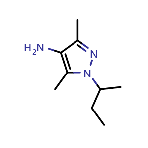 Chemical structure of 1-(sec-Butyl)-3,5-dimethyl-1H-pyrazol-4-amine , CAS 1152927-84-8, AChemBlock AD272349