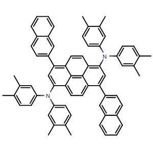 Chemical structure of N1,N1,N6,N6-Tetrakis(3,4-dimethylphenyl)-3,8-di(2-naphthyl)pyrene-1,6-diamine , CAS 1185876-83-8, AChemBlock AD272353