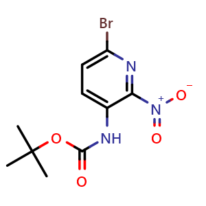 Chemical structure of 6-Bromo-N-Boc-2-nitropyridin-3-amine , CAS 1211333-11-7, AChemBlock AD272354