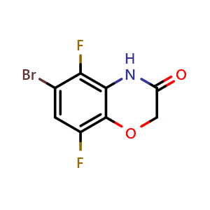 Chemical structure of 6-Bromo-5,8-difluoro-2H-benzo[b][1,4]oxazin-3(4H)-one , CAS 1221502-86-8, AChemBlock AD272357