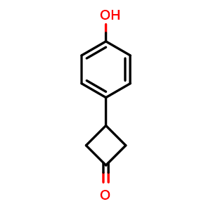 Chemical structure of 3-(4-Hydroxyphenyl)cyclobutanone , CAS 1260161-43-0, AChemBlock AD272364