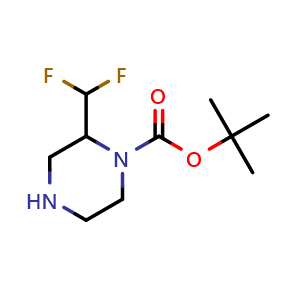 Chemical structure of 1-Boc-2-(difluoromethyl)piperazine , CAS 1270982-18-7, AChemBlock AD272367