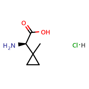 Chemical structure of (R)-2-Amino-2-(1-methylcyclopropyl)acetic acid hydrochloride , CAS 1334675-15-8, AChemBlock AD272371