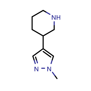 Chemical structure of 3-(1-Methyl-4-pyrazolyl)piperidine , CAS 1340528-88-2, AChemBlock AD272372