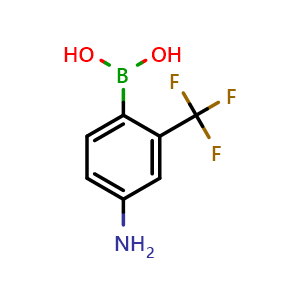 Chemical structure of 4-Amino-2-(trifluoromethyl)phenylboronic acid , CAS 1393477-28-5, AChemBlock AD272379
