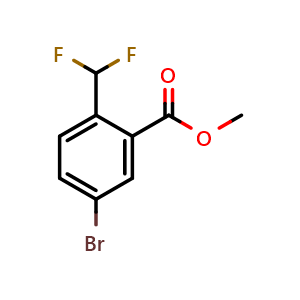 Chemical structure of Methyl 5-bromo-2-(difluoromethyl)benzoate , CAS 1630983-08-2, AChemBlock AD272396