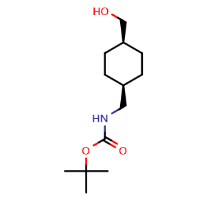 Chemical structure of [cis-4-[(Boc-amino)methyl]cyclohexyl]methanol , CAS 180046-28-0, AChemBlock AD272404