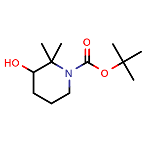 Chemical structure of 1-Boc-2,2-dimethylpiperidin-3-ol , CAS 1896227-52-3, AChemBlock AD272410