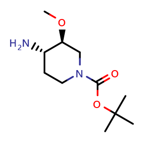 Chemical structure of (3S,4S)-1-Boc-3-methoxypiperidin-4-amine , CAS 1932056-43-3, AChemBlock AD272415