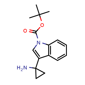 Chemical structure of 1-(1-Boc-3-indolyl)cyclopropanamine , CAS 2007908-87-2, AChemBlock AD272421