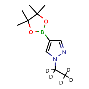 Chemical structure of 1-Ethyl-d5-1H-pyrazole-4-boronic acid pinacol ester , CAS 2102596-76-7, AChemBlock AD272429