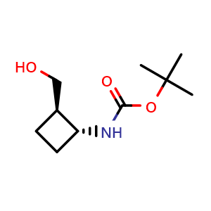 Chemical structure of [(1R,2R)-2-(Boc-amino)cyclobutyl]methanol , CAS 2165544-93-2, AChemBlock AD272432