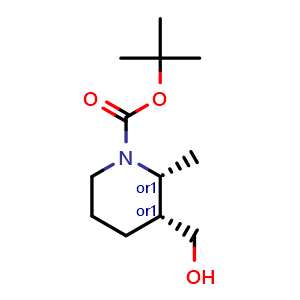 Chemical structure of (cis-1-Boc-2-methyl-3-piperidyl)methanol , CAS 2230603-06-0, AChemBlock AD272436