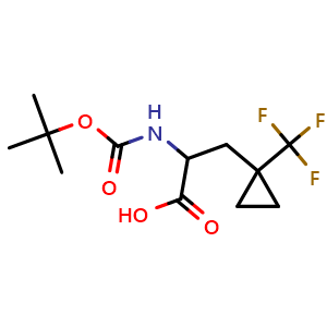 Chemical structure of 2-(Boc-amino)-3-[1-(trifluoromethyl)cyclopropyl]propanoic acid , CAS 2352472-80-9, AChemBlock AD272448