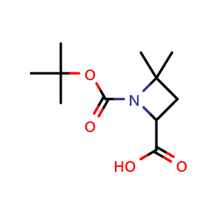 Chemical structure of 1-Boc-4,4-dimethylazetidine-2-carboxylic acid , CAS 2384947-83-3, AChemBlock AD272452