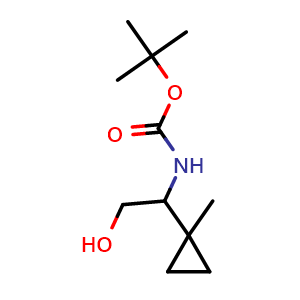 Chemical structure of 2-(Boc-amino)-2-(1-methylcyclopropyl)ethanol , CAS 2408972-58-5, AChemBlock AD272454