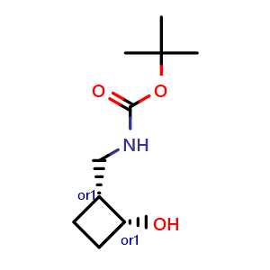 Chemical structure of cis-2-[(Boc-amino)methyl]cyclobutanol , CAS 2580095-14-1, AChemBlock AD272465
